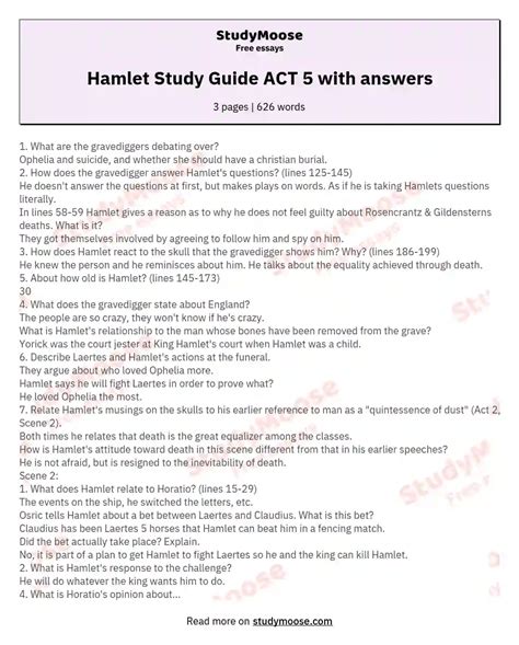 hamlet study guide answers act 5 Kindle Editon