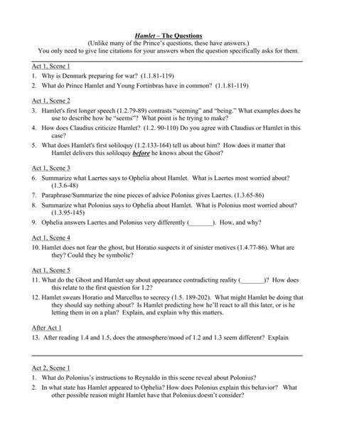 hamlet study guide questions and answers Doc