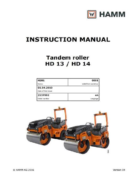 hamm roller operators manual PDF