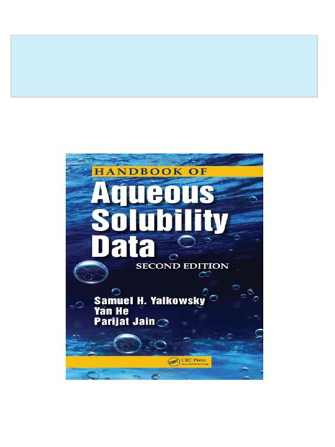 handbook of aqueous solubility data second edition PDF