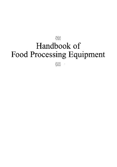 handbook of food processing equipment pdf PDF