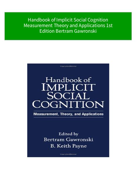 handbook of implicit social cognition measurement theory and applications Epub