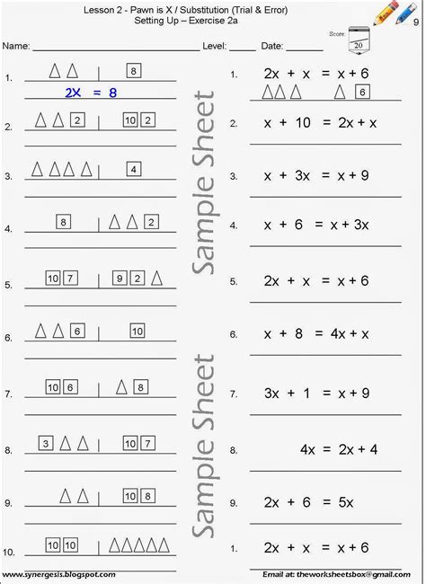 hands on equations worksheets answer key PDF