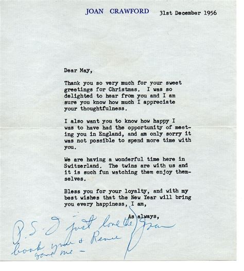 handwritten letter from joan crawford