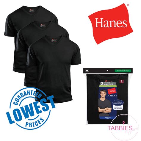 hanes black v neck t shirts