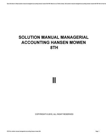 hansen mowen solution manual PDF