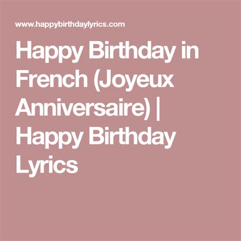 happy birthday song in french language