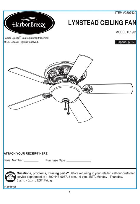 harbor breeze ceiling fan manual PDF