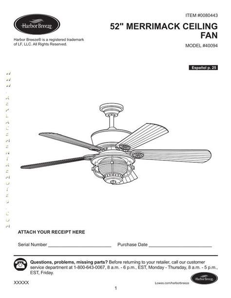harbor breeze ceiling fan manual merrimack PDF