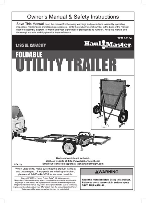 harbor freight folding trailer manual Kindle Editon