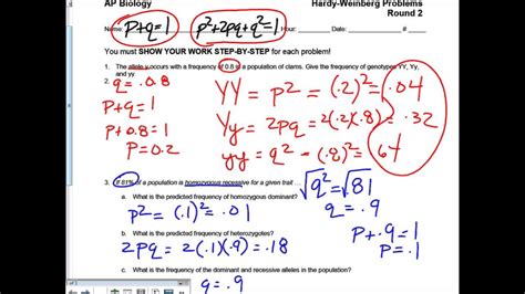 hardy weinberg practice problems