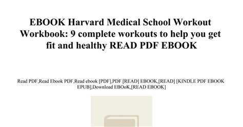 harvard medical school workout workbook Ebook Reader