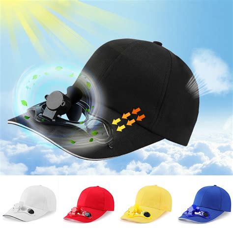 hat with solar powered fan