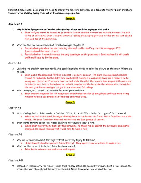 hatchet discussion questions by chapter PDF