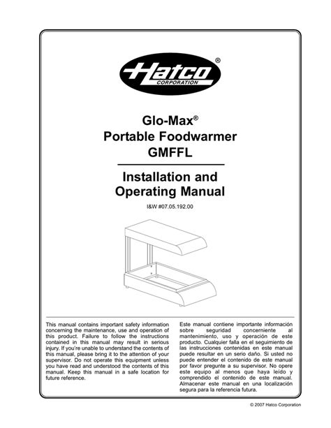 hatco grffb owners manual PDF