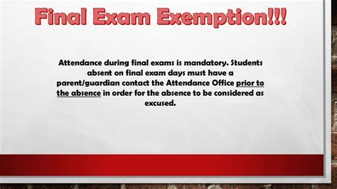 have students been exempt from a final exam