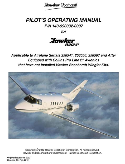 hawker 800xp pilot manual Epub