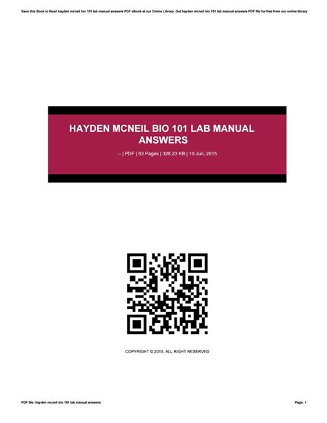 hayden mcneil biology lab manual answers PDF