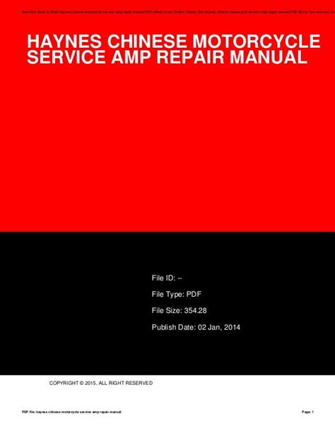 haynes chinese motorcycle service amp repair manual Epub