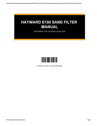 hayward e100 sand filter manual PDF