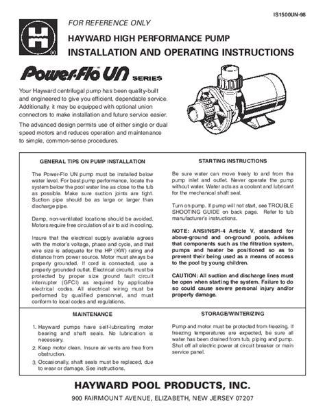 hayward pool closing instructions pdf Doc