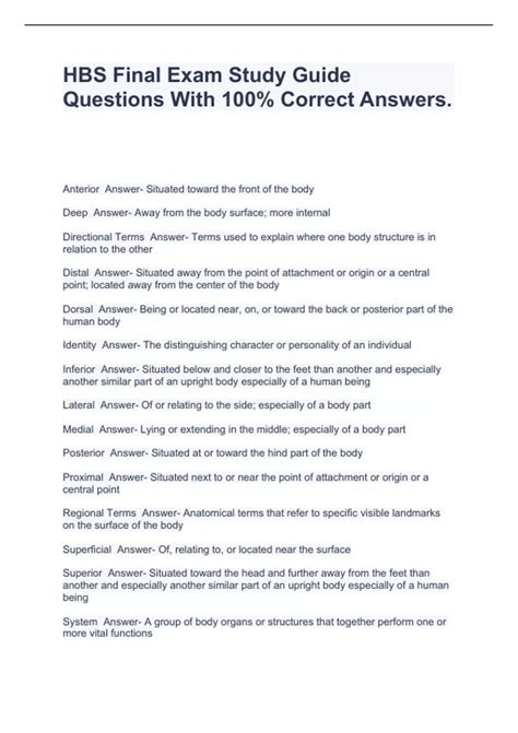 hbs final exam study guide Doc