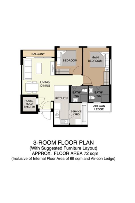 hdb 3 room flat floor plan