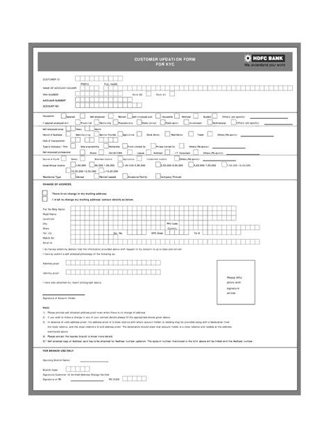 hdfc bank credit card kyc form download