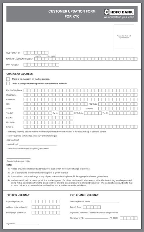 hdfc kyc address proof documents