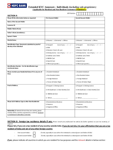 hdfc kyc annexure