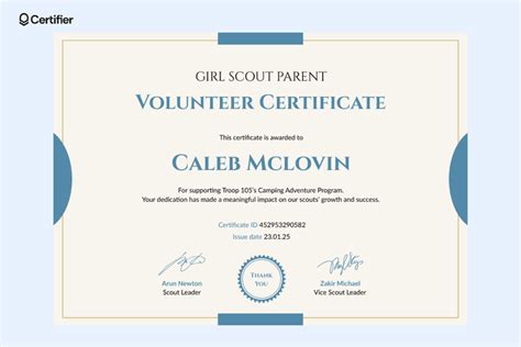 head start volunteer certificates Doc