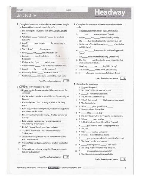 headway intermediate fourth edition unit test Reader