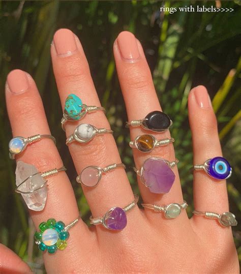 healing crystal rings