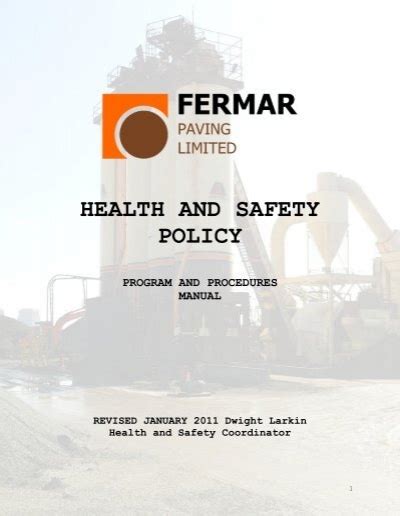 health-and-safety-policy-fermar-paving Ebook Kindle Editon