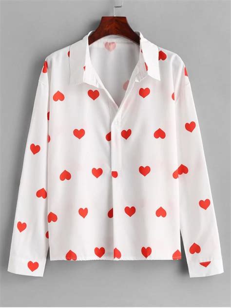 heart button up shirt