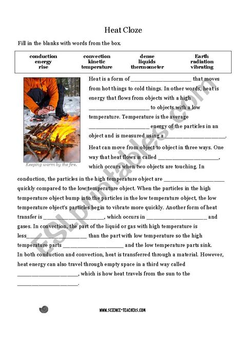 heat cloze fill in blanks answer key PDF