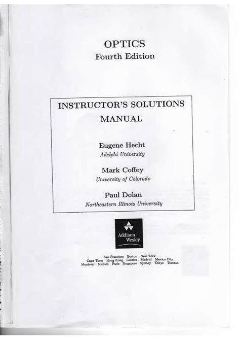 hecht optics 4th edition solution manual pdf Kindle Editon