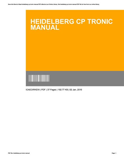 heidelberg cp tronic manual Ebook Doc
