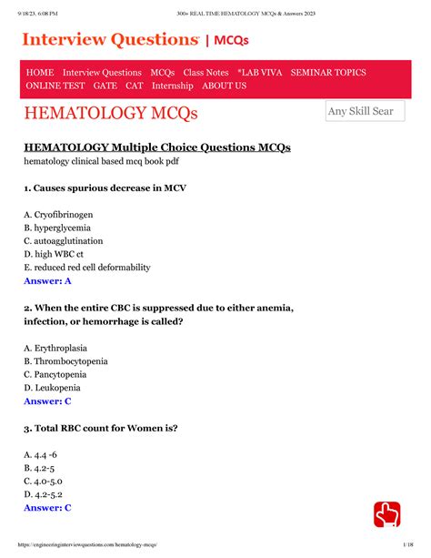 hematology mcqs questions with answers pdf Epub