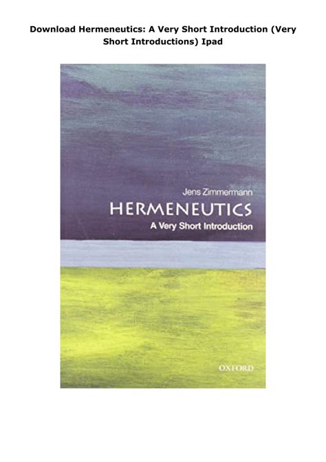 hermeneutics very short introduction introductions Reader