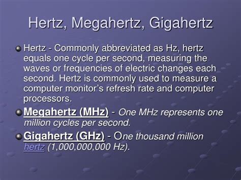 hertz gigahertz megahertz