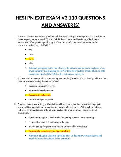 hesi exam nursing test banks 2014 v3 PDF