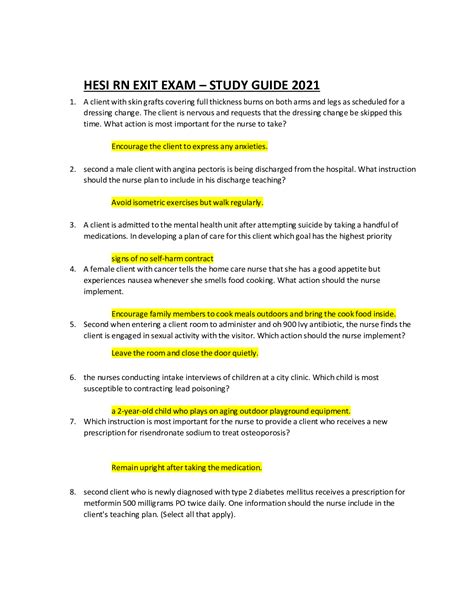 hesi exit study guide Doc