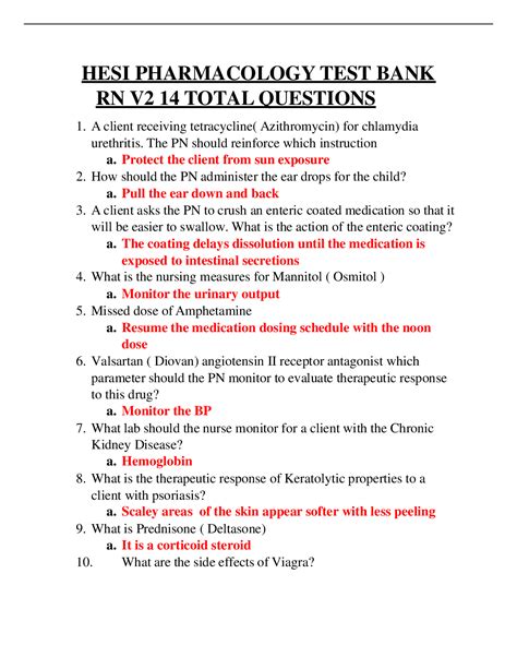 hesi pharmacology test bank questions Kindle Editon