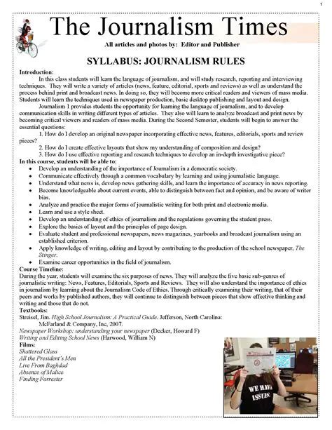 high school journalism sub assignment