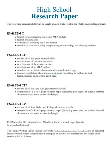 high school research paper outline Epub