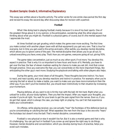 high school writing samples