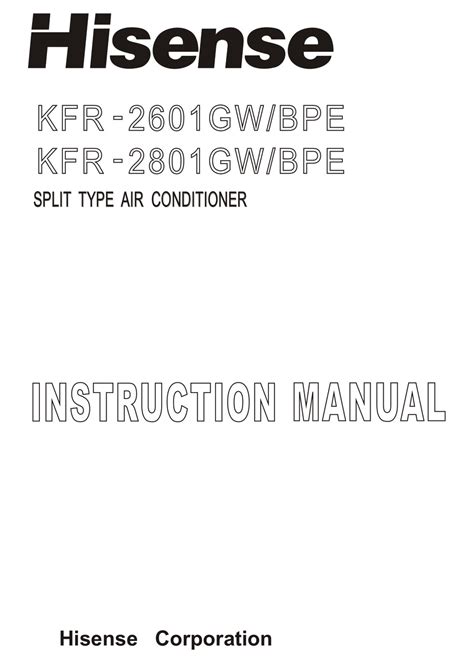 hisense kfr 2601gw air conditioners owners manual Doc