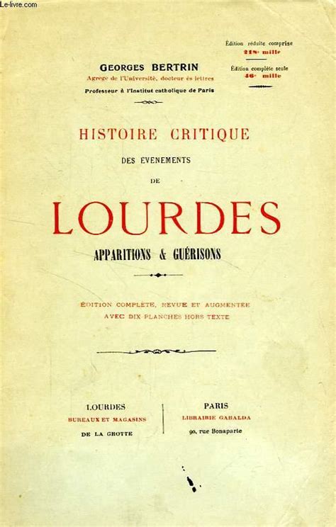 histoire critique des evenements de lourdes apparitions guerisons Doc