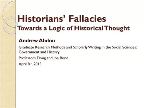 historians fallacies toward a logic of historical thought PDF